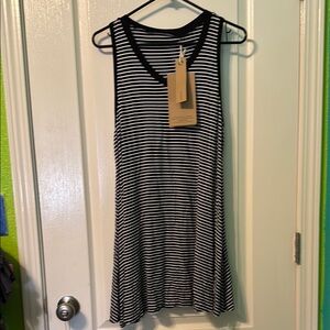 POL Black and White Striped Tank Dress